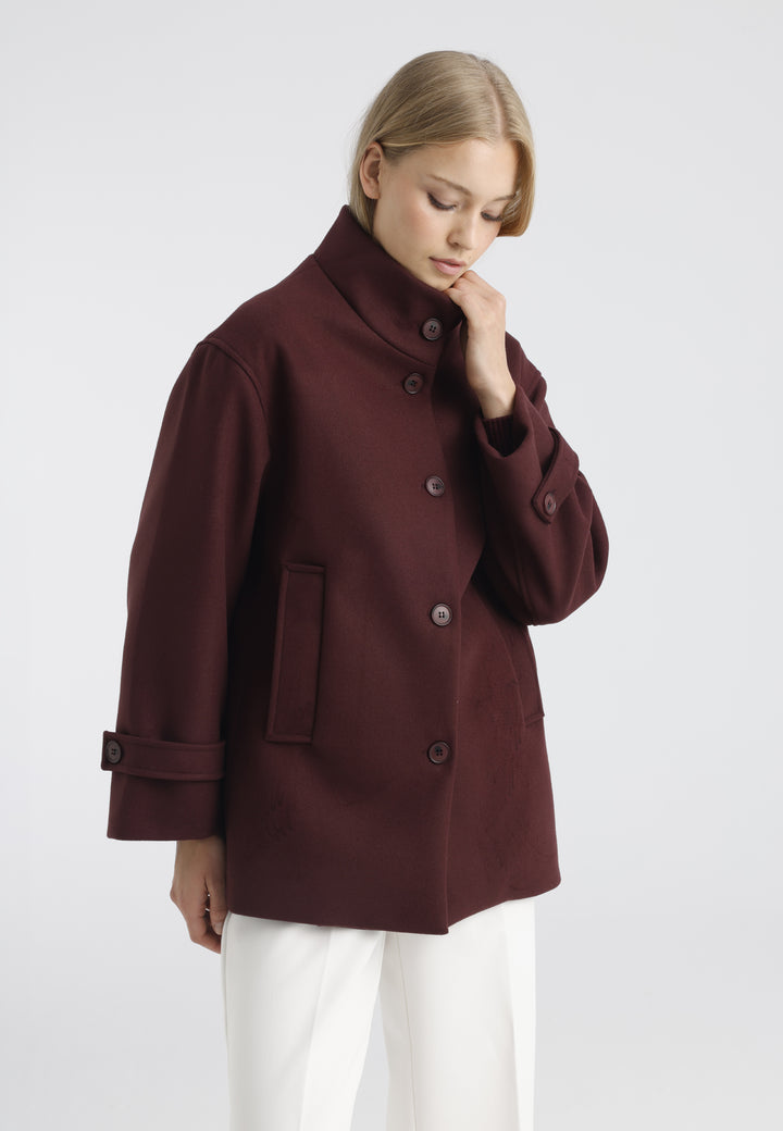 Women’s Wool-Look High Neck Short Coat