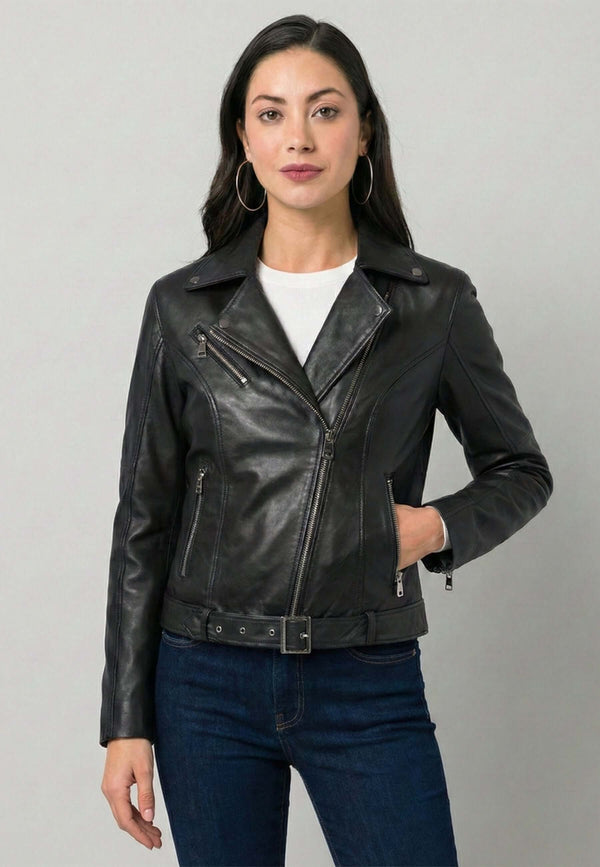 Zip Up Biker Leather Jacket