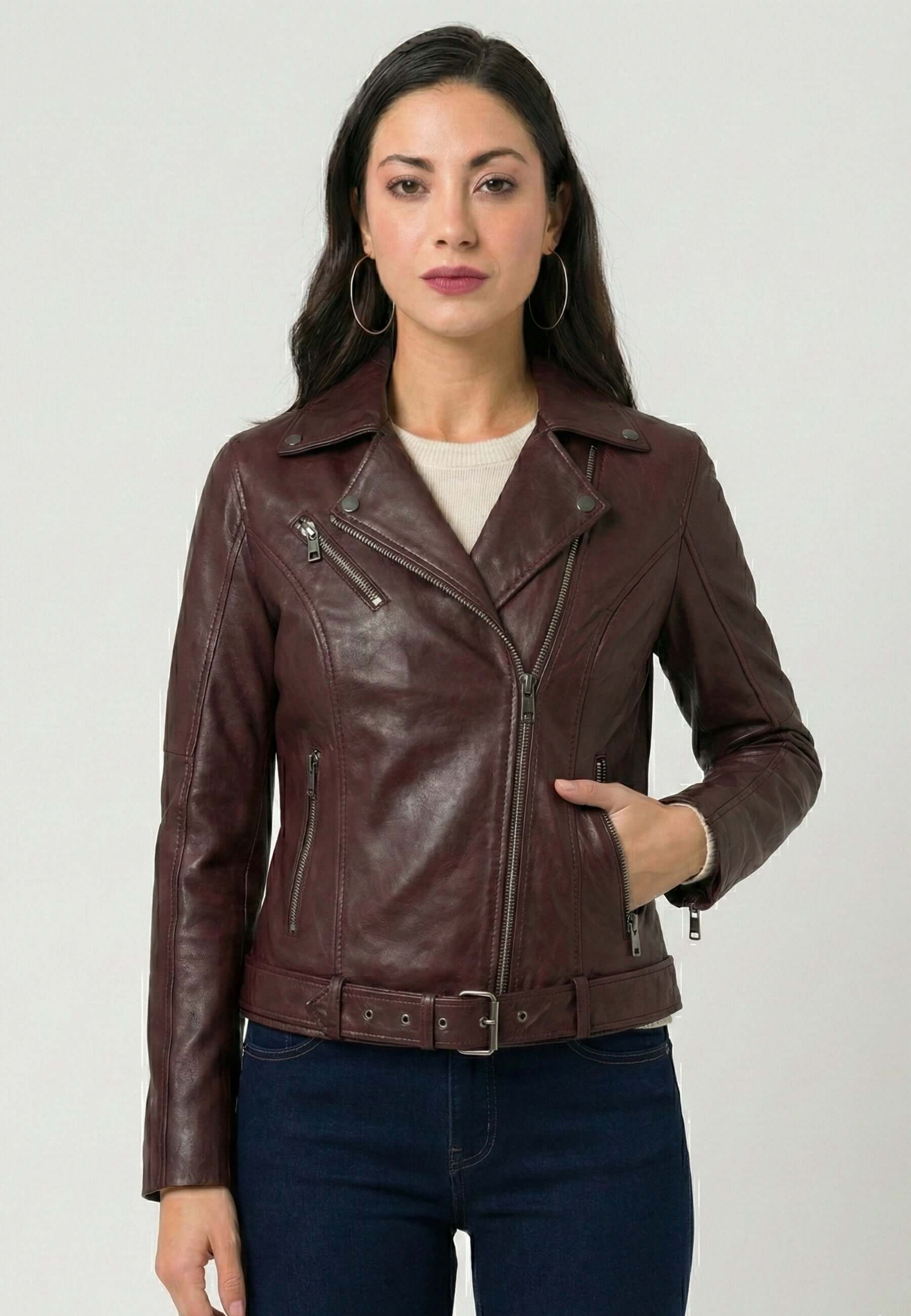 Zip Up Biker Leather Jacket