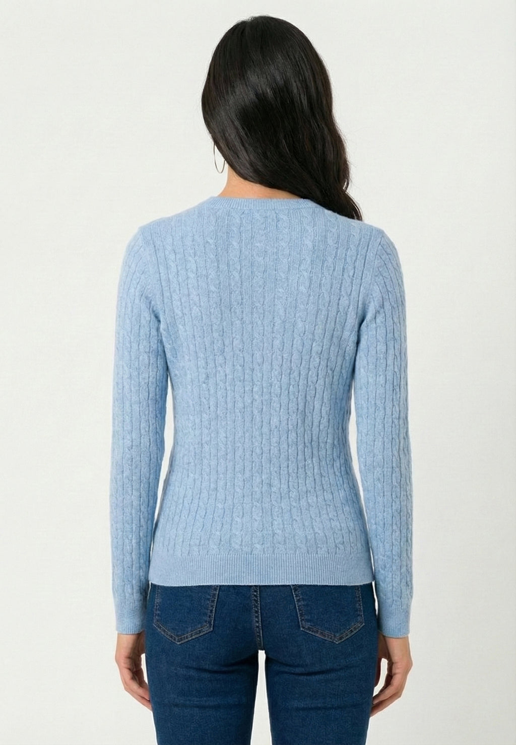 Cable Knit V-Neck Long Sleeve Pullover