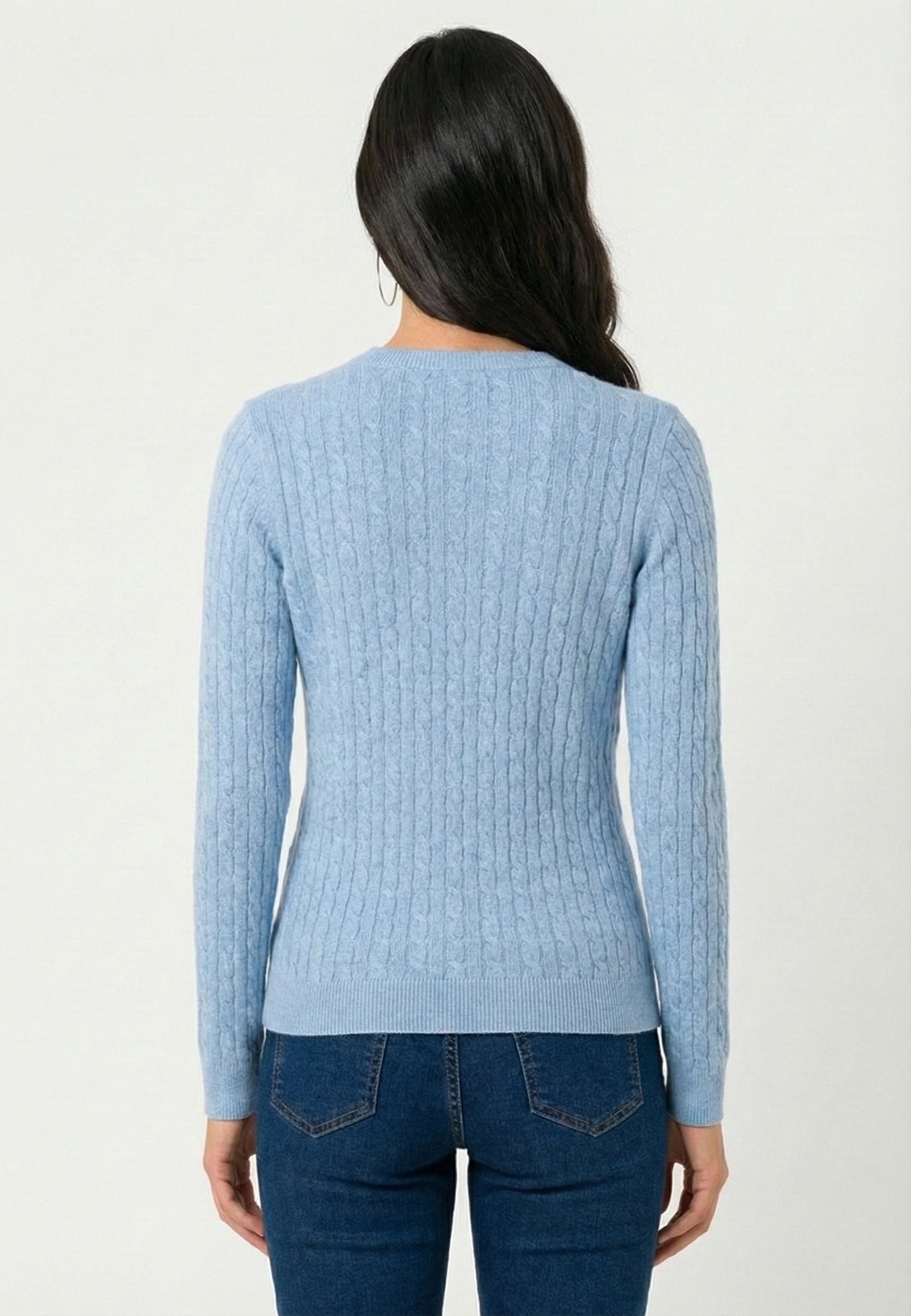 Cable Knit V-Neck Long Sleeve Pullover