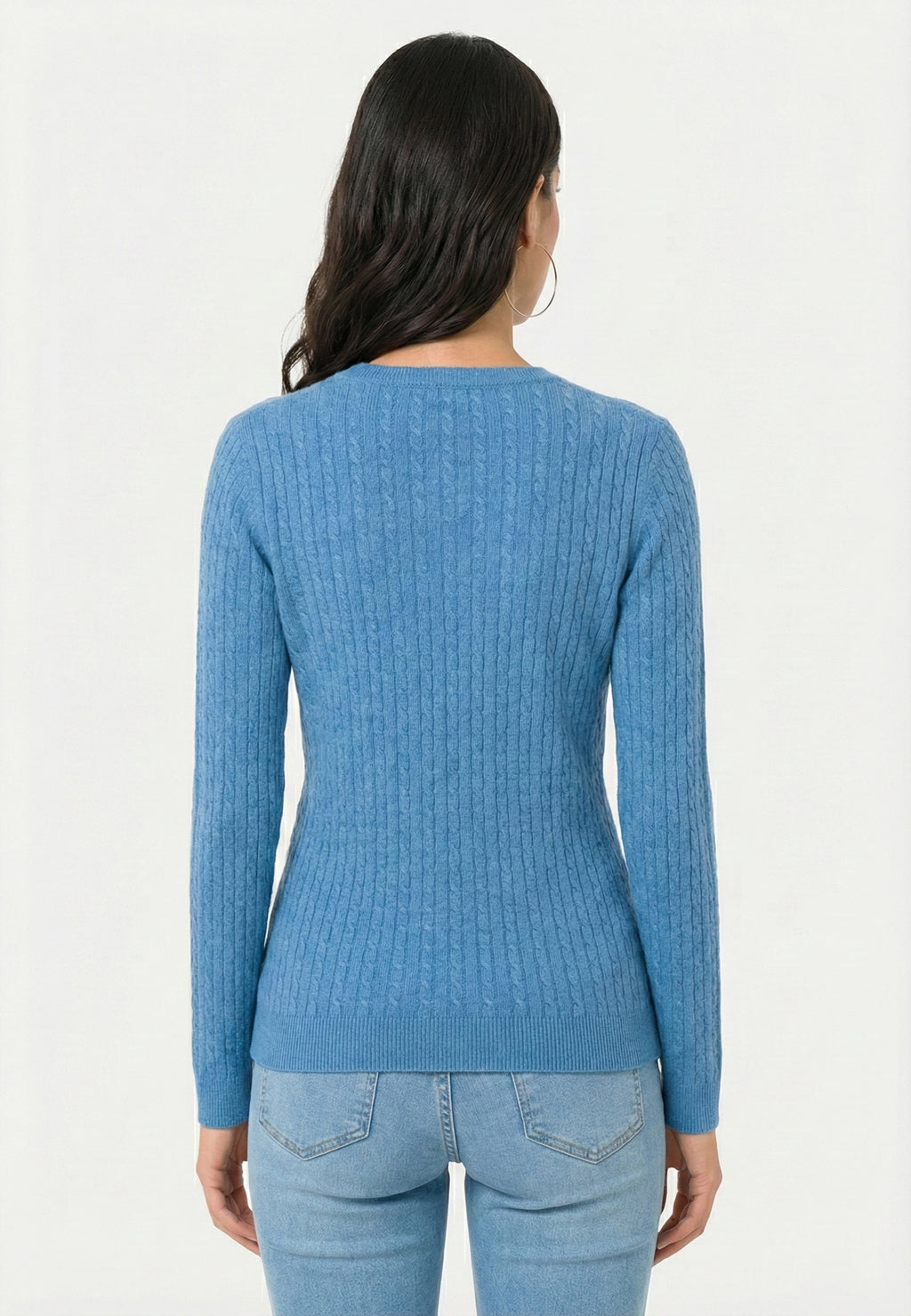 Cable Knit V-Neck Long Sleeve Pullover