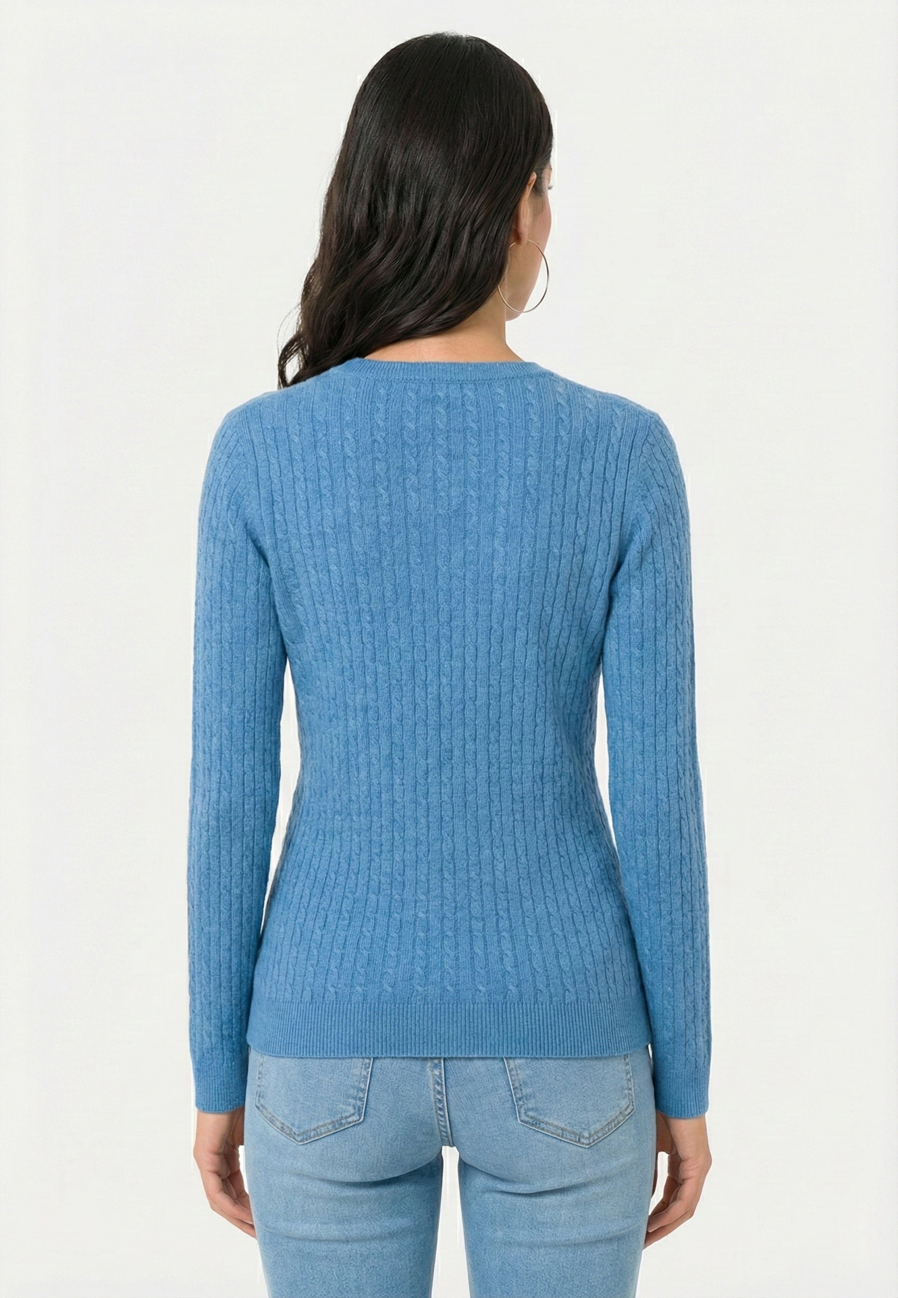 Cable Knit V-Neck Long Sleeve Pullover