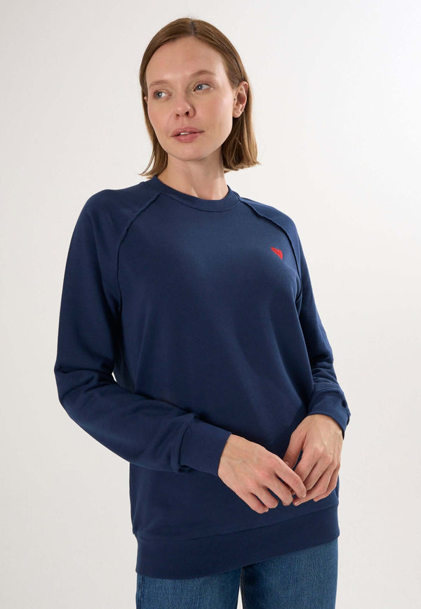 Oversized Crew Neck Sweatshirt with Love embroidery