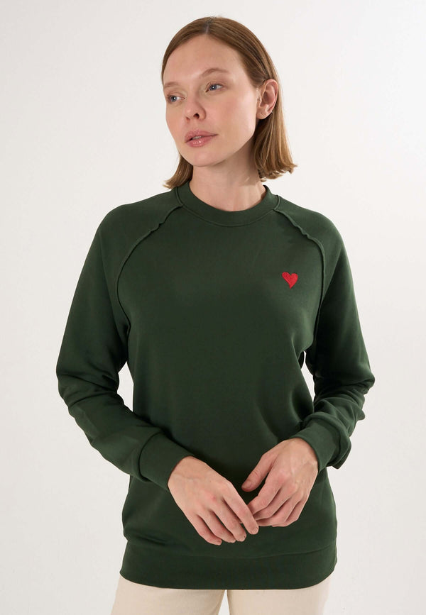 Oversized Crew Neck Sweatshirt with Love embroidery