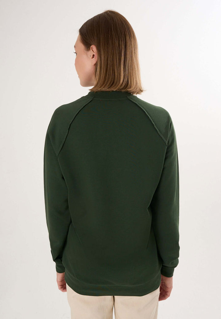 Oversized Crew Neck Sweatshirt with Love embroidery - Green