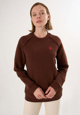 Oversized sweatshirt met ronde hals en Love-borduursel – bruin