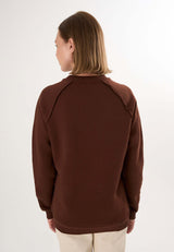 Oversized sweatshirt met ronde hals en Love-borduursel – bruin