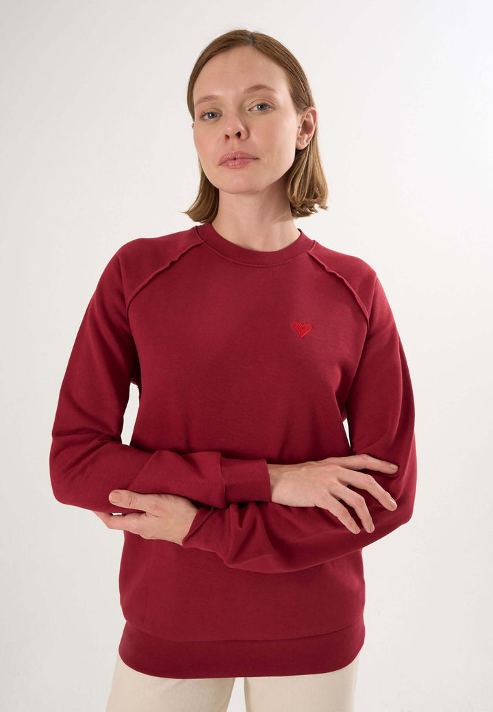Oversized Crew Neck Sweatshirt with Love embroidery