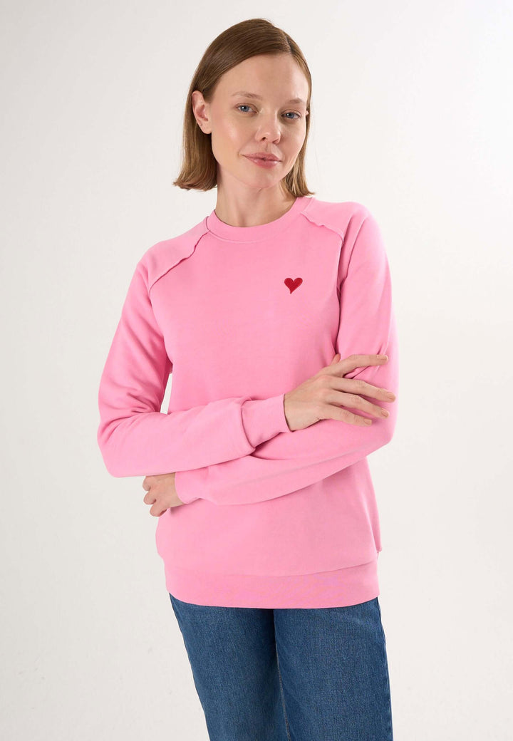 Oversized Crew Neck Sweatshirt with Love embroidery