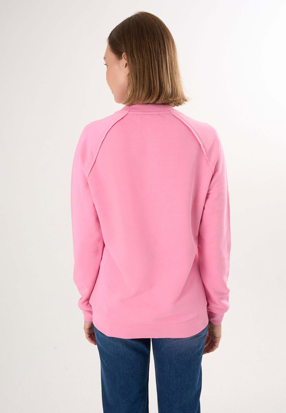 Oversized Crew Neck Sweatshirt with Love embroidery - Pink