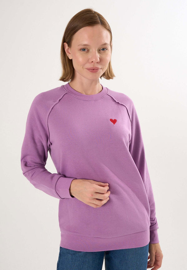 Oversized Crew Neck Sweatshirt with Love embroidery