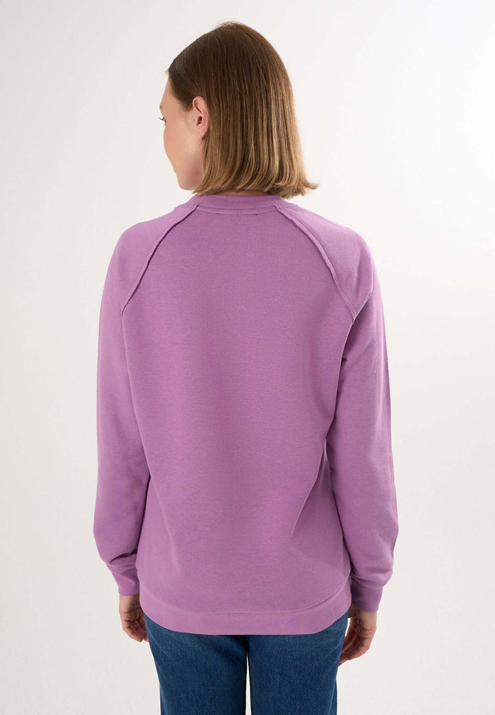 Oversized Crew Neck Sweatshirt with Love embroidery - Lilac