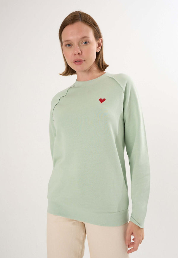 Oversized Crew Neck Sweatshirt with Love embroidery