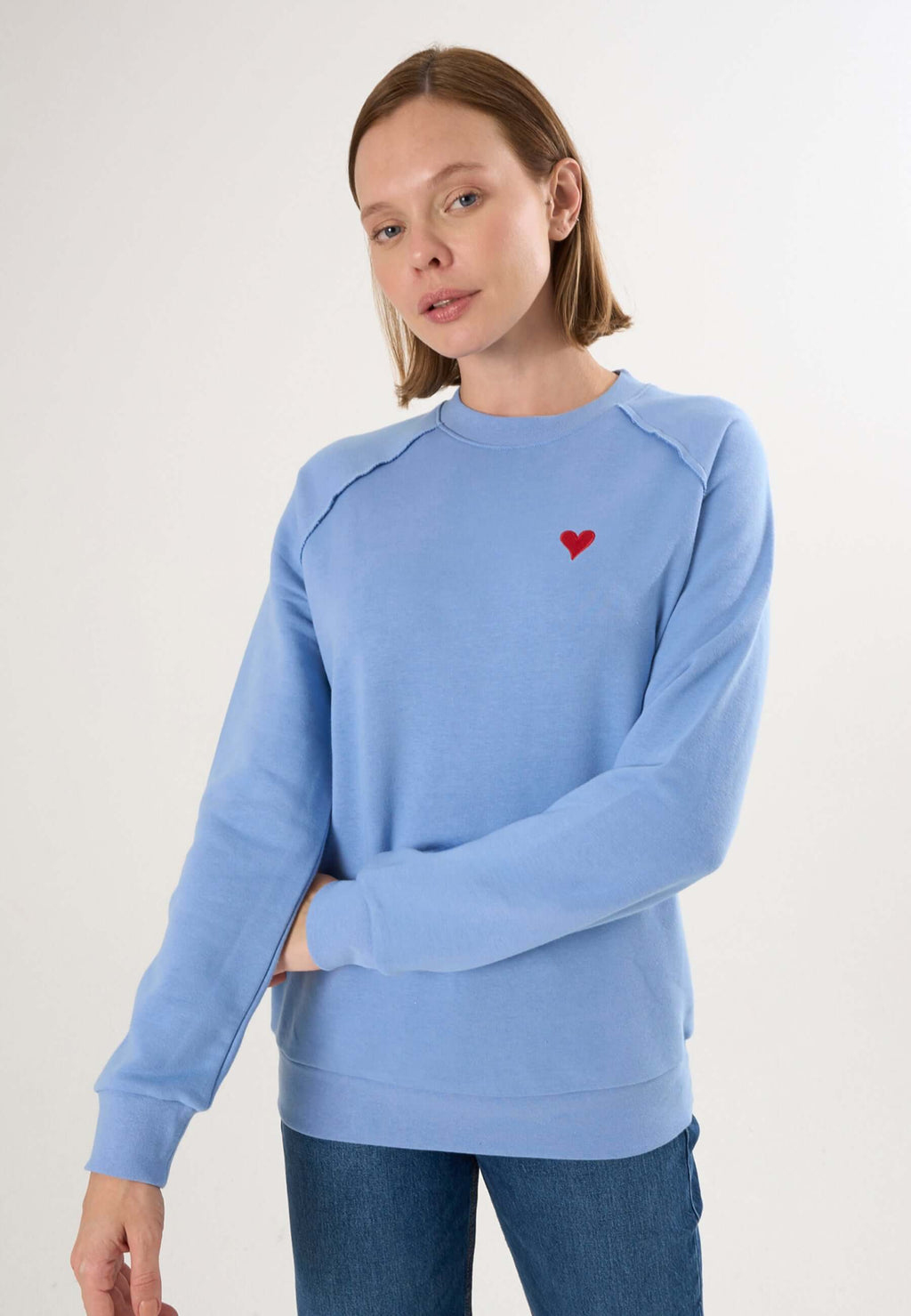 Oversized Crew Neck Sweatshirt with Love embroidery