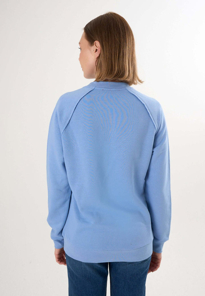 Oversized Crew Neck Sweatshirt with Love embroidery - Royal blue