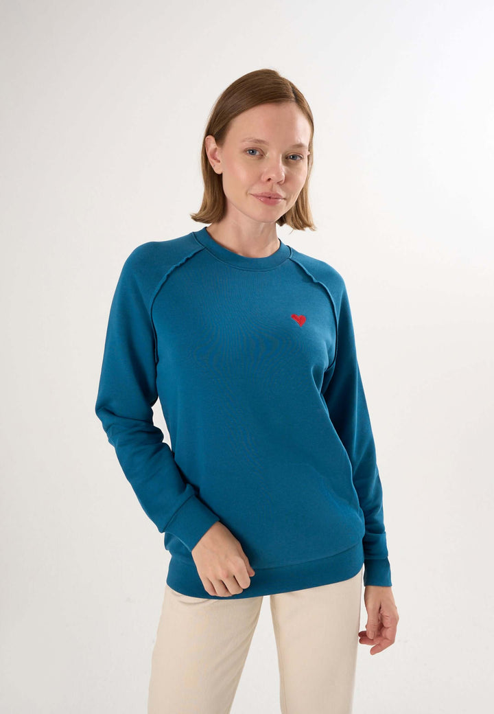 Oversized Crew Neck Sweatshirt with Love embroidery