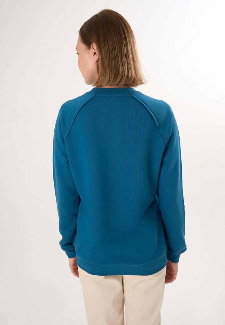 Oversized Crew Neck Sweatshirt with Love embroidery - Teal