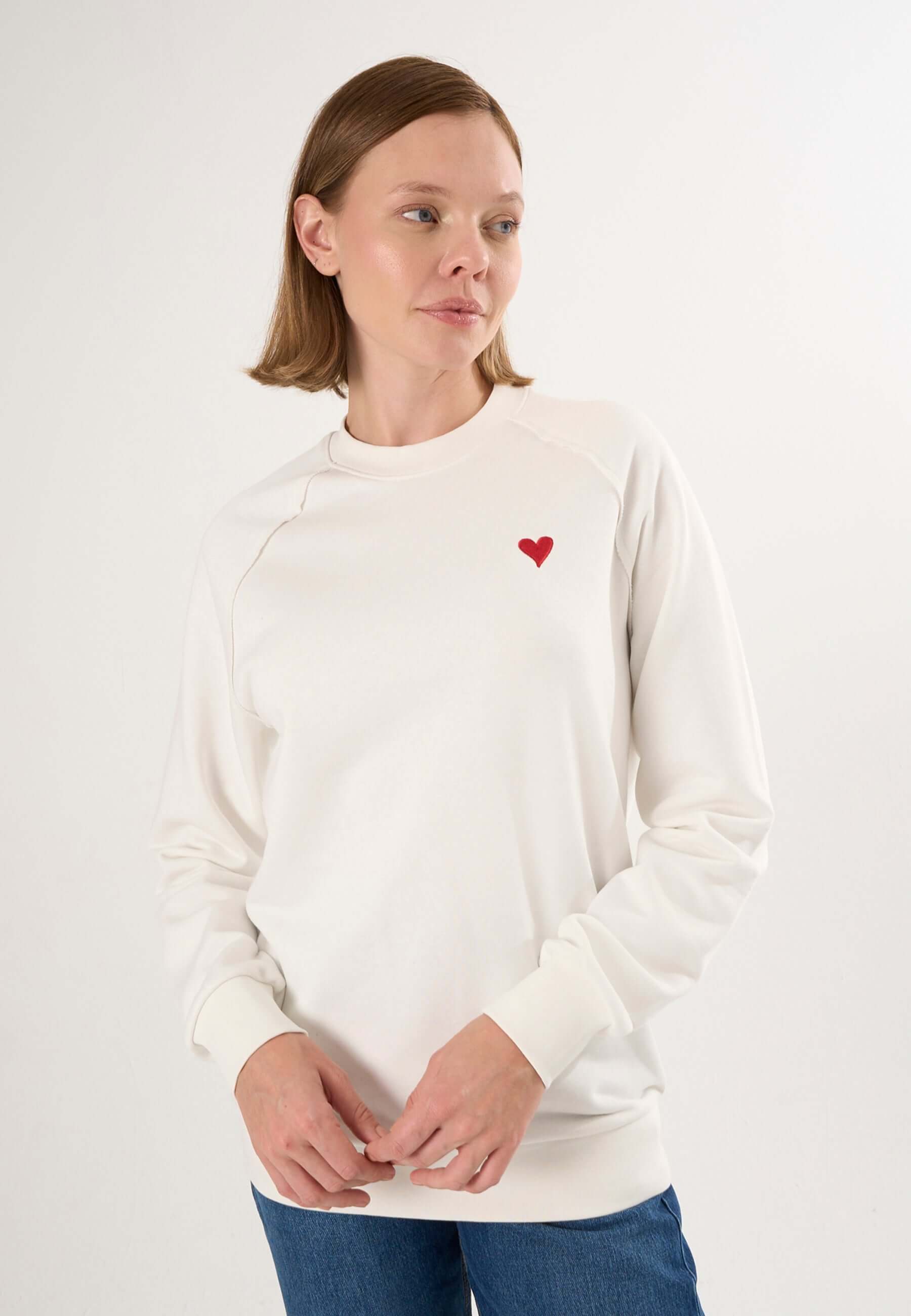 Oversized Crew Neck Sweatshirt with Love embroidery