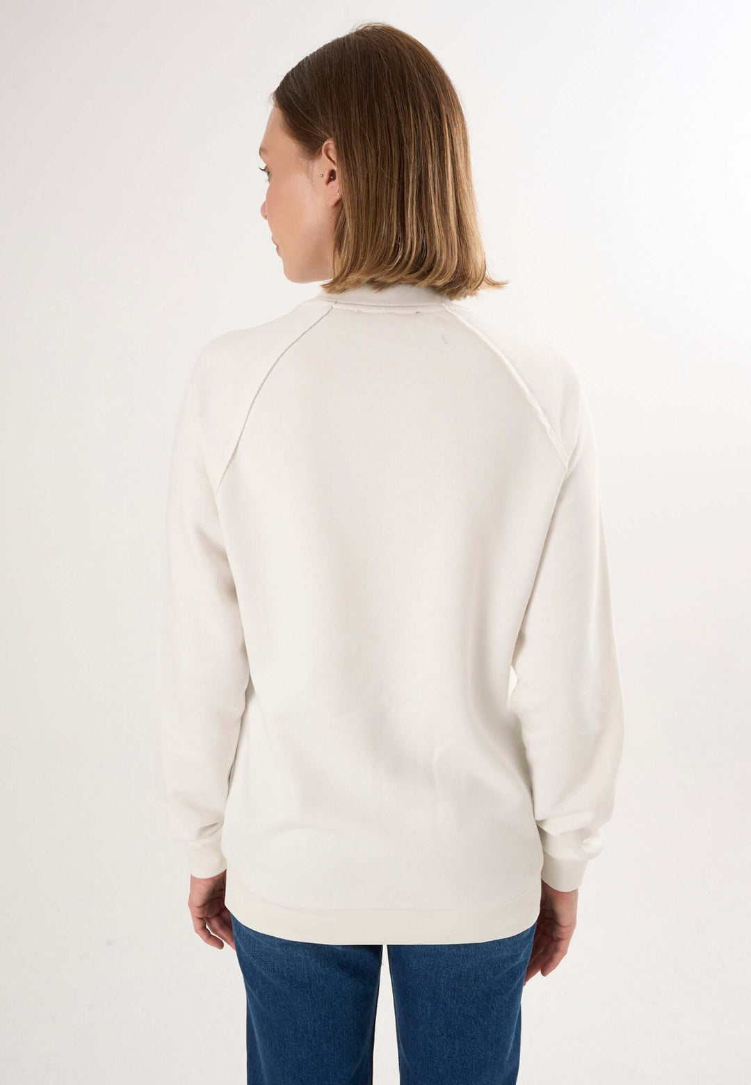 Oversized Crew Neck Sweatshirt with Love embroidery - Off-white
