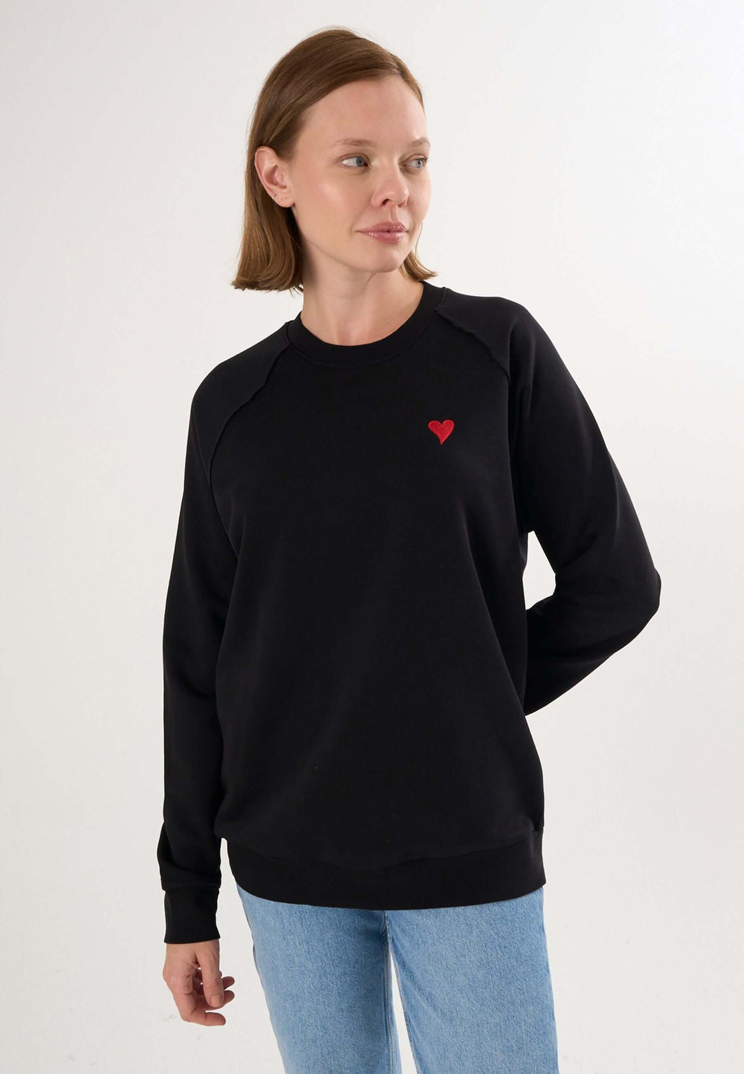 Oversized Crew Neck Sweatshirt with Love embroidery