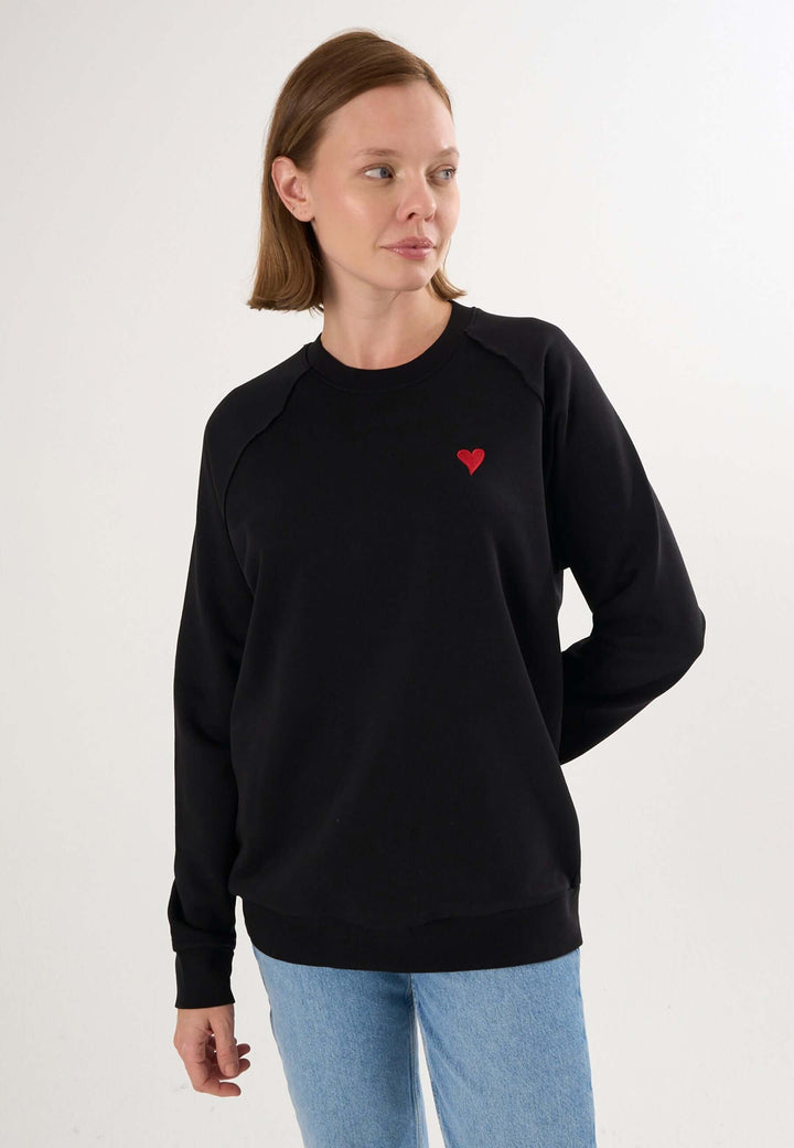 Oversized Crew Neck Sweatshirt with Love embroidery
