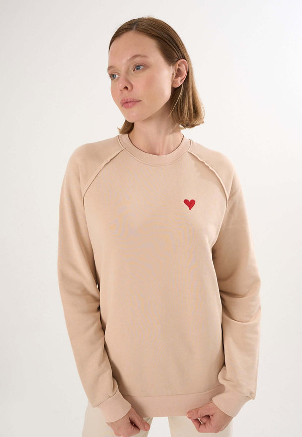 Oversized Crew Neck Sweatshirt with Love embroidery