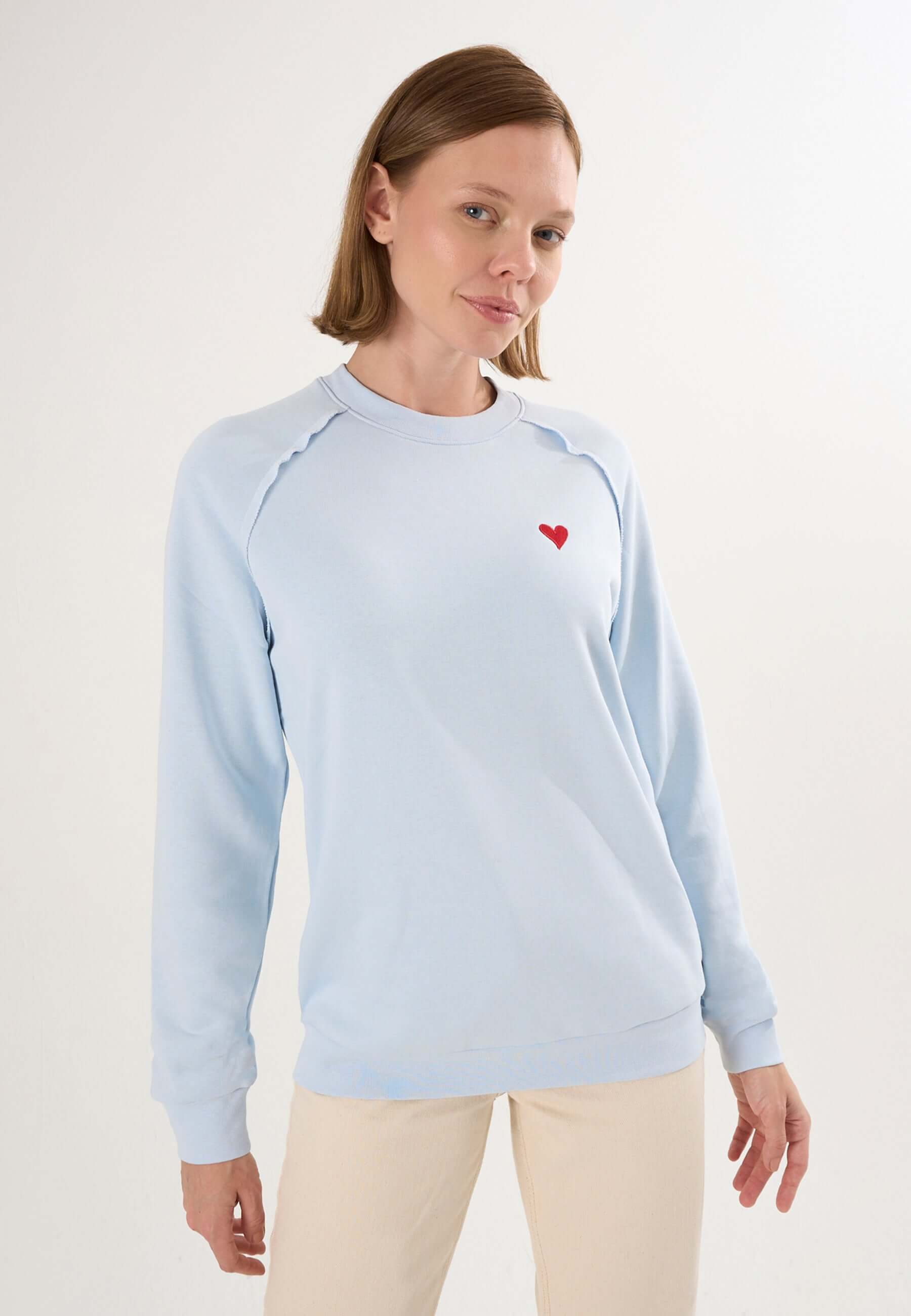 Oversized Crew Neck Sweatshirt with Love embroidery