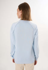 Oversized Crew Neck Sweatshirt with Love embroidery - Light blue