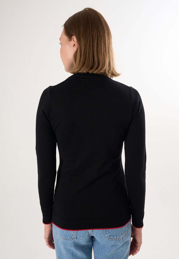 Turtleneck Long Sleeve Pullover with Love embroidery