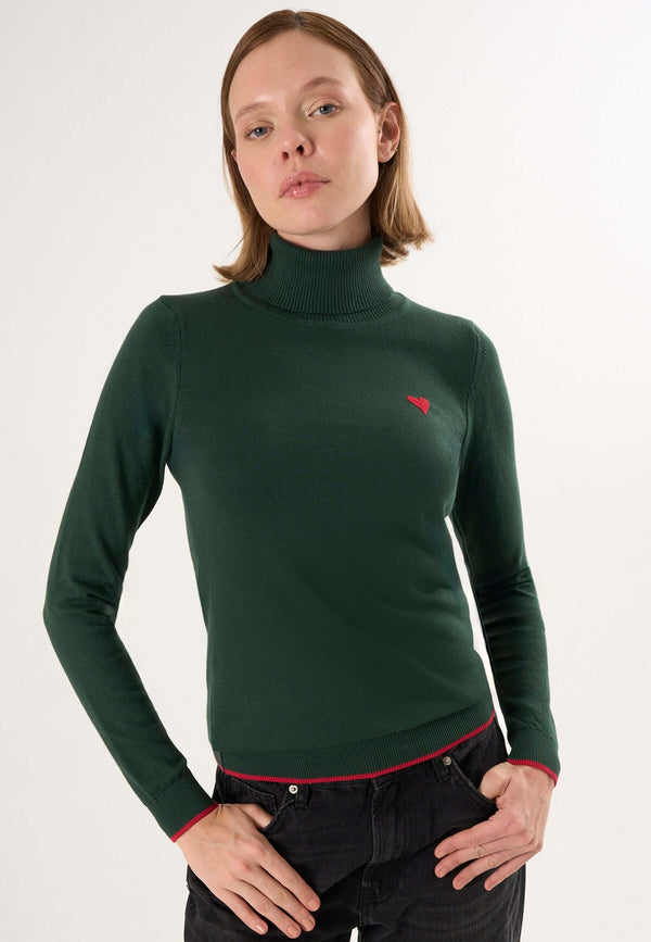 Turtleneck Long Sleeve Pullover with Love embroidery