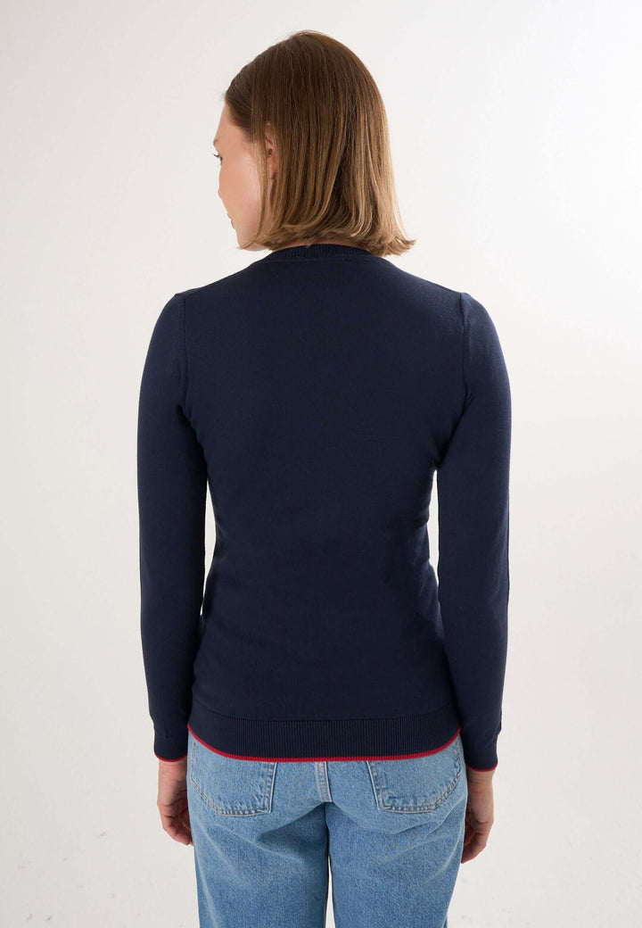 Knitted V-Neck Long Sleeve Pullover with Love embroidery