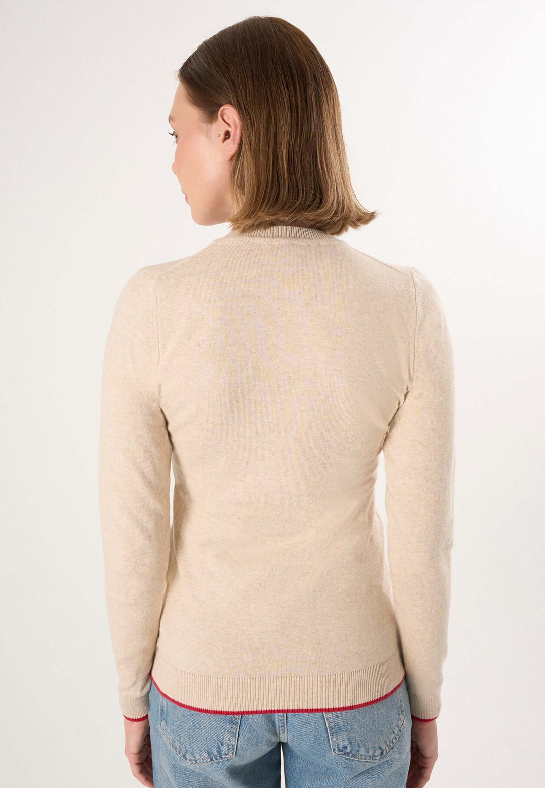 Knitted V-Neck Long Sleeve Pullover with Love embroidery