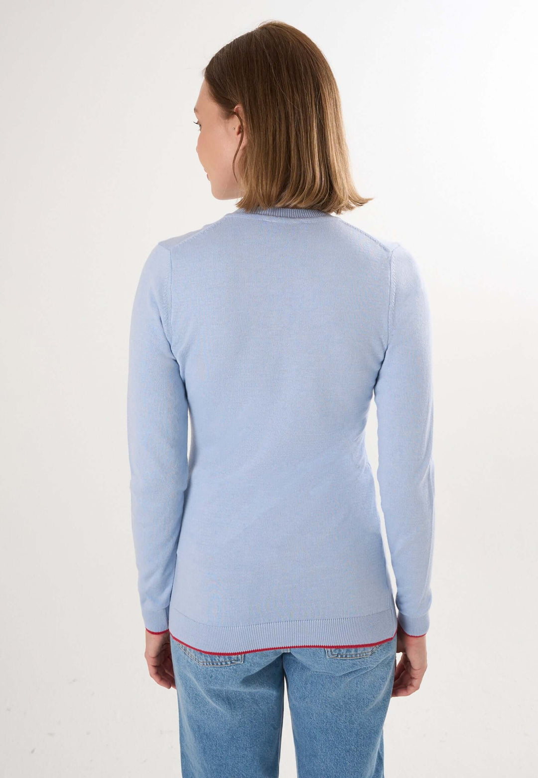 Knitted V-Neck Long Sleeve Pullover with Love embroidery