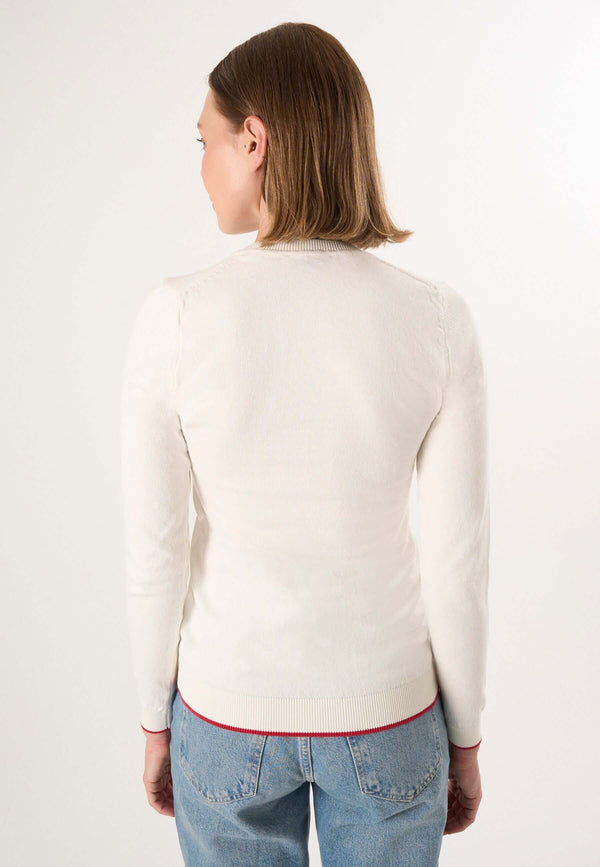 Knitted V-Neck Long Sleeve Pullover with Love embroidery