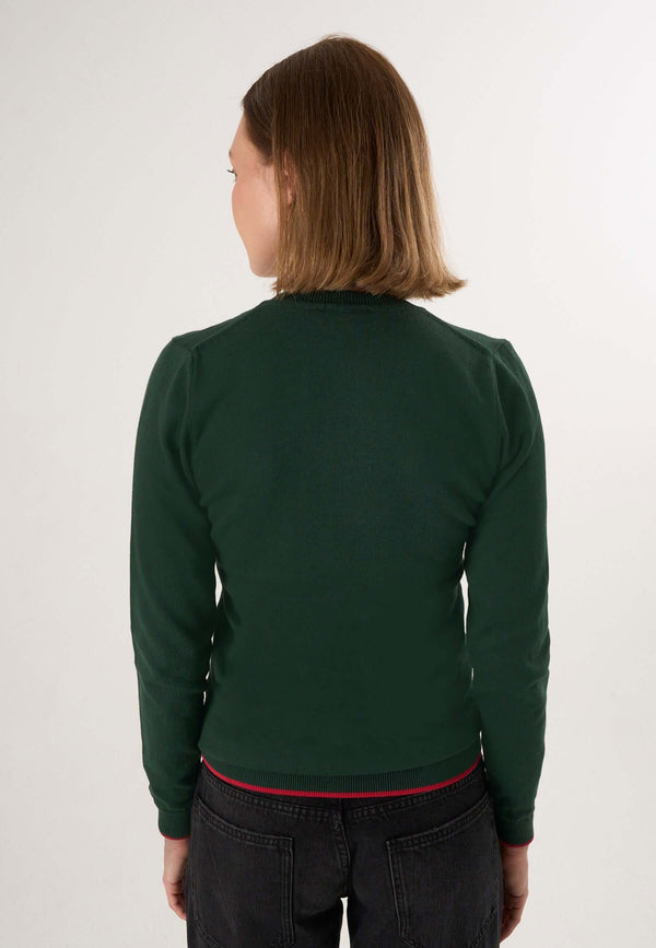 Knitted V-Neck Long Sleeve Pullover with Love embroidery