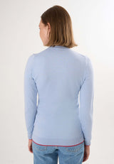 Pull en maille à col rond et manches longues, broderie Love - Bleu