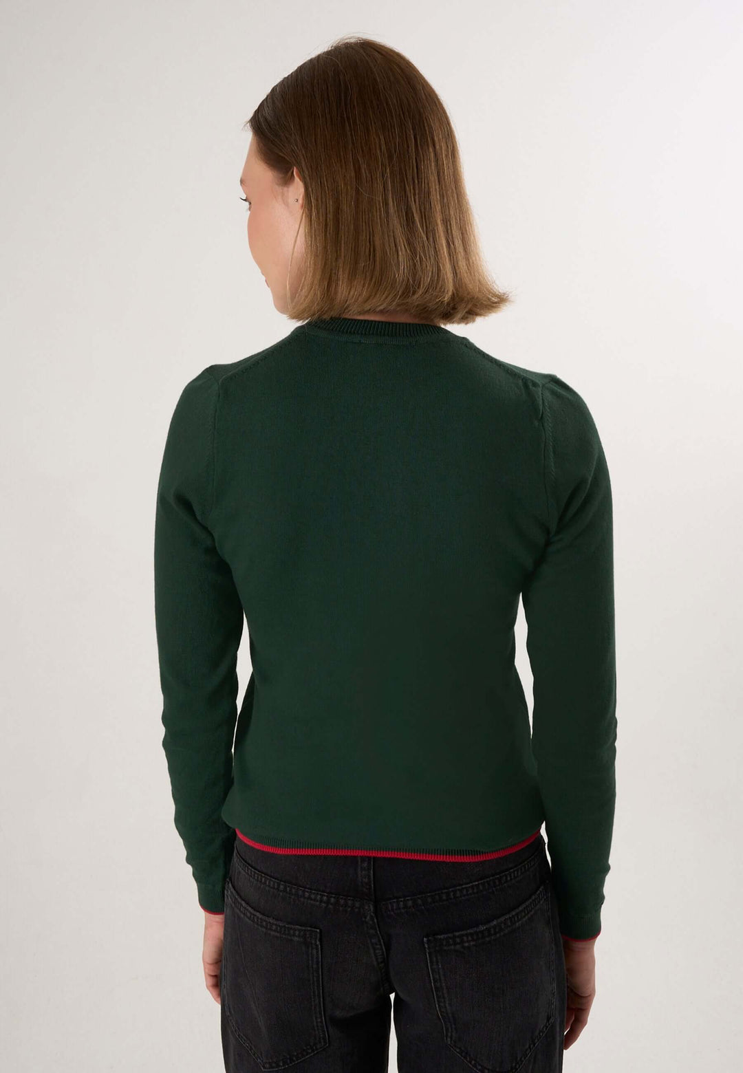 Knitted Crew Neck Long Sleeve Pullover with Love embroidery