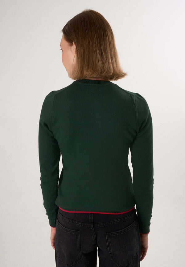 Knitted Crew Neck Long Sleeve Pullover with Love embroidery