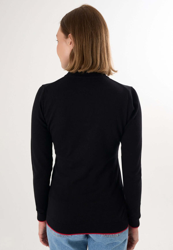 Knitted Long Sleeve Polo Pullover with Love embroidery