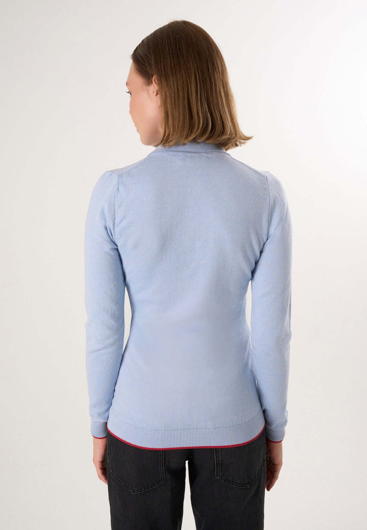 Knitted Long Sleeve Polo Pullover with Love embroidery