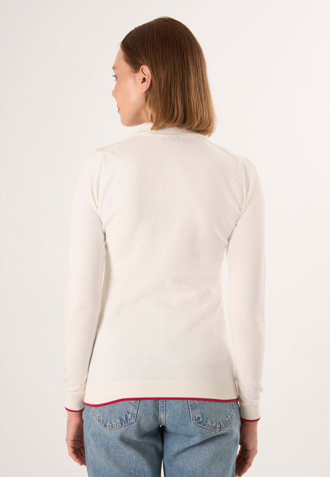 Knitted Long Sleeve Polo Pullover with Love embroidery