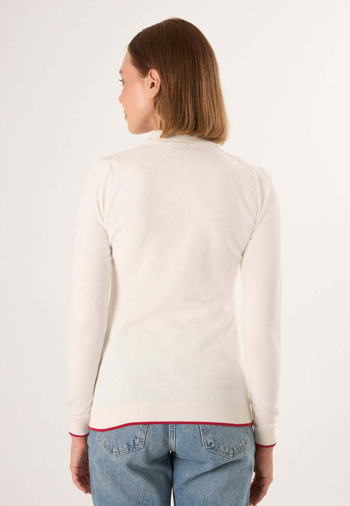 Knitted Long Sleeve Polo Pullover with Love embroidery