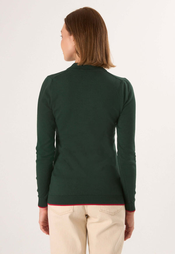 Knitted Long Sleeve Polo Pullover with Love embroidery