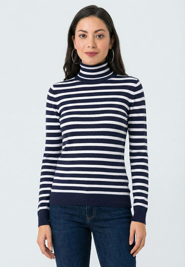 Striped Turtleneck Pullover