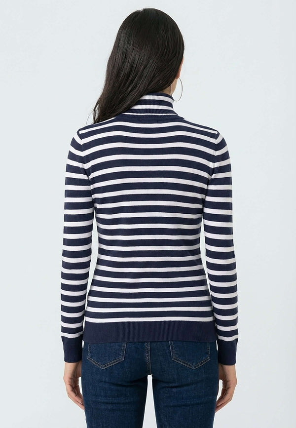 Striped Turtleneck Pullover