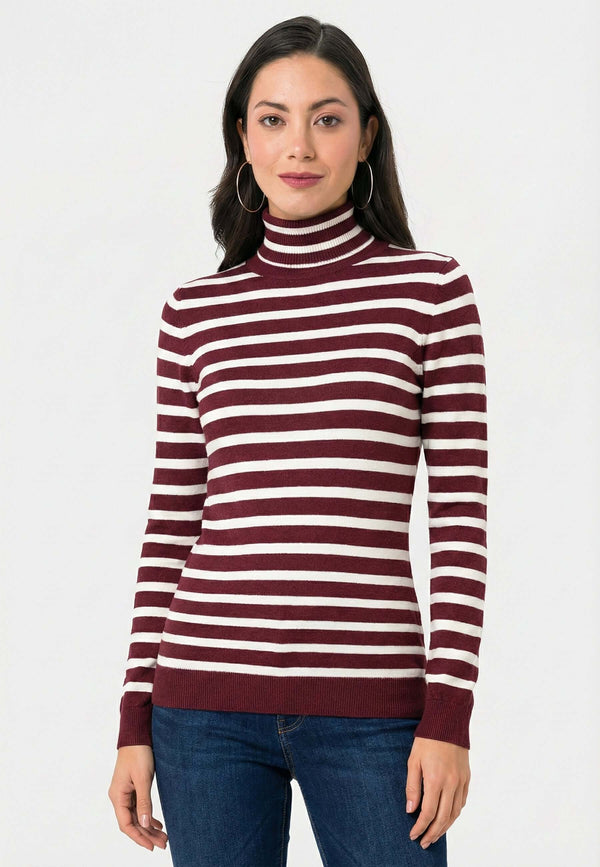 Striped Turtleneck Pullover