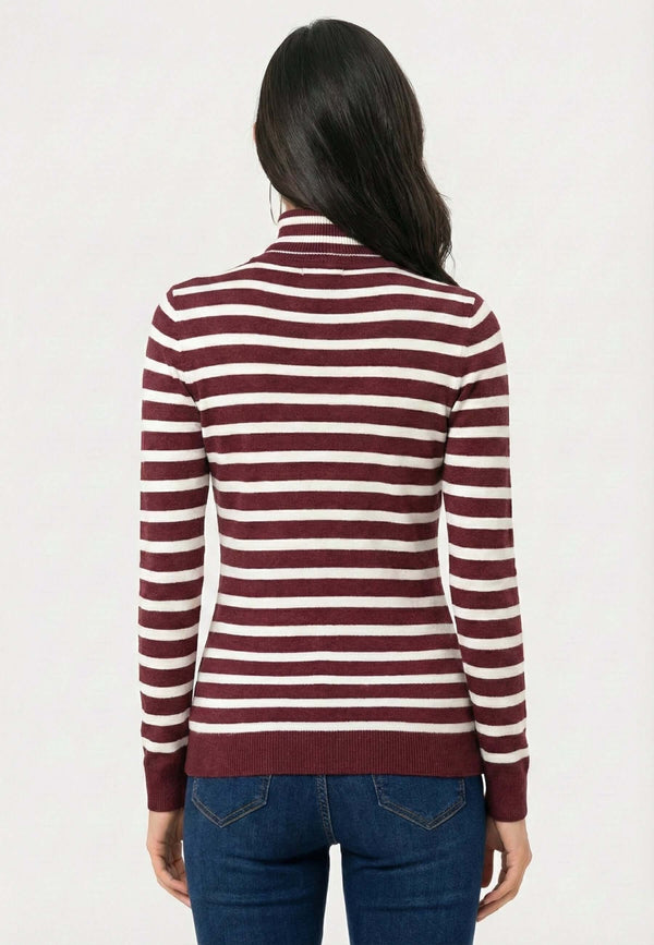 Striped Turtleneck Pullover