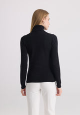 Women’s Cotton Turtleneck Pullover - Black