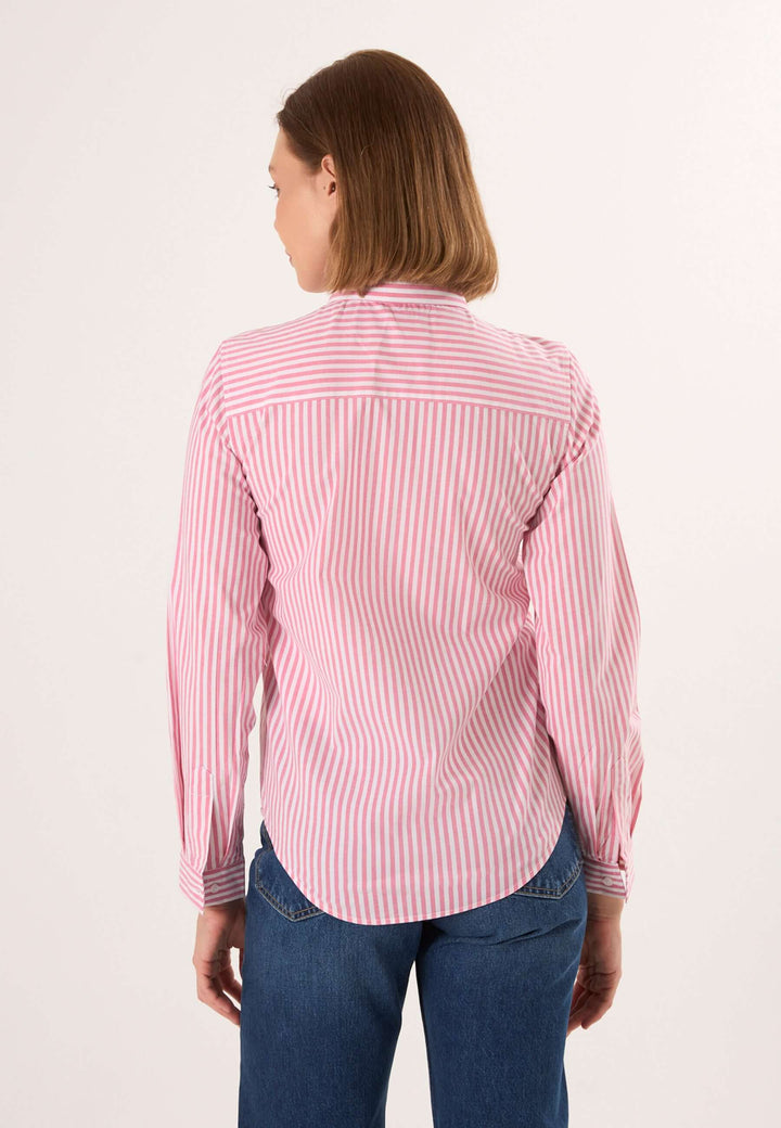 Striped Long Sleeve Shirt with Love embroidery - Pink